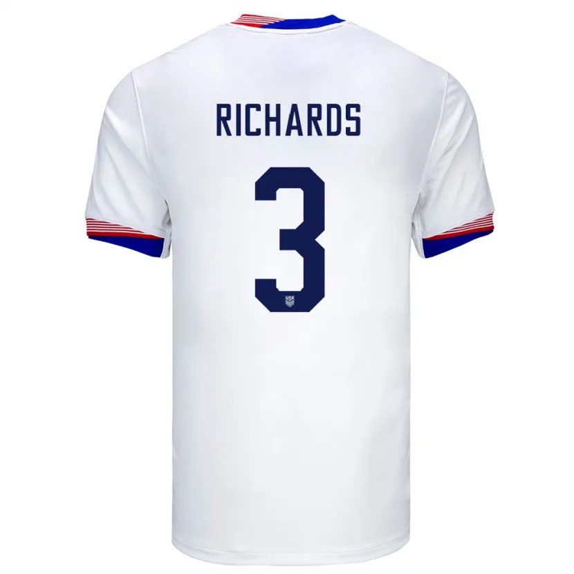Danxen Damen Vereinigte Staaten Chris Richards #3 Weiß Heimtrikot Trikot 24-26 T-Shirt