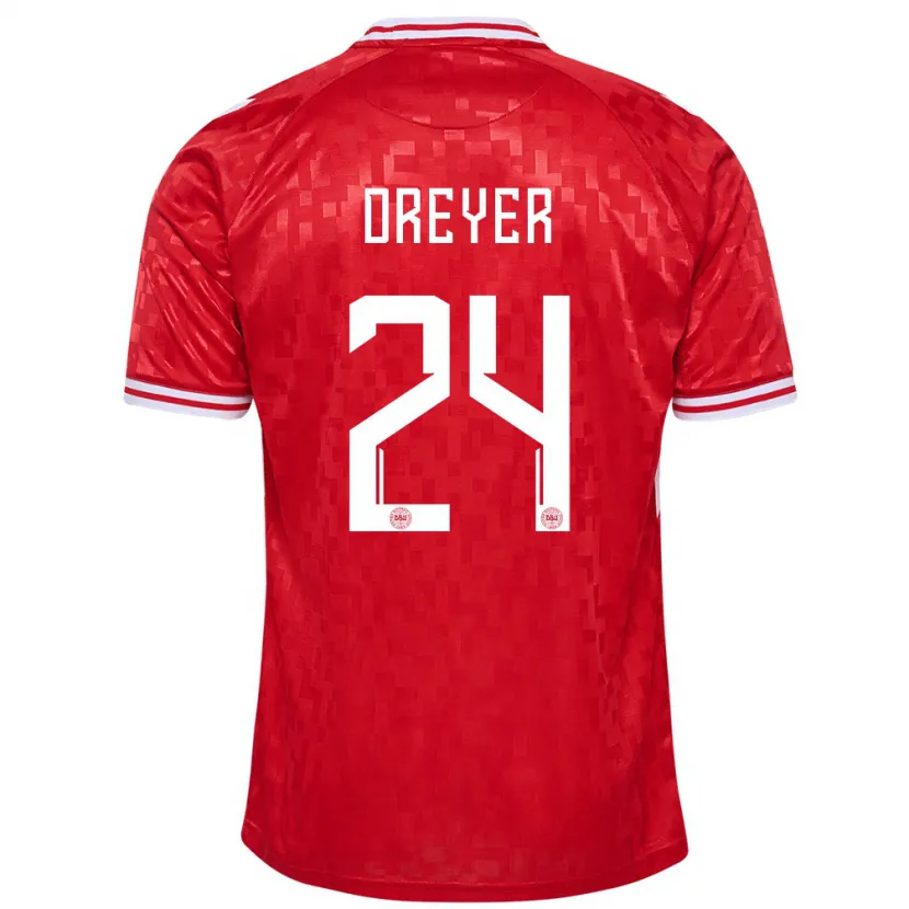Danxen Damen Dänemark Anders Dreyer #24 Rot Heimtrikot Trikot 24-26 T-Shirt