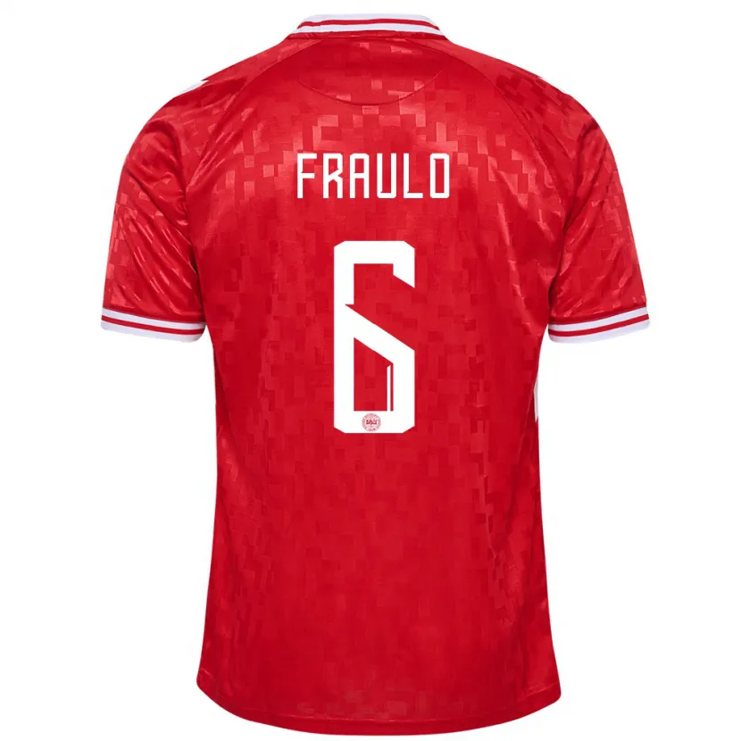 Danxen Damen Dänemark Oscar Fraulo #6 Rot Heimtrikot Trikot 24-26 T-Shirt