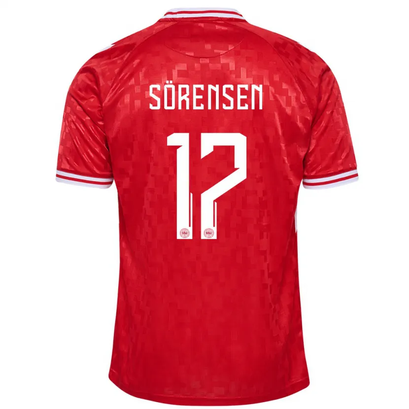 Danxen Damen Dänemark Oliver Sörensen #17 Rot Heimtrikot Trikot 24-26 T-Shirt
