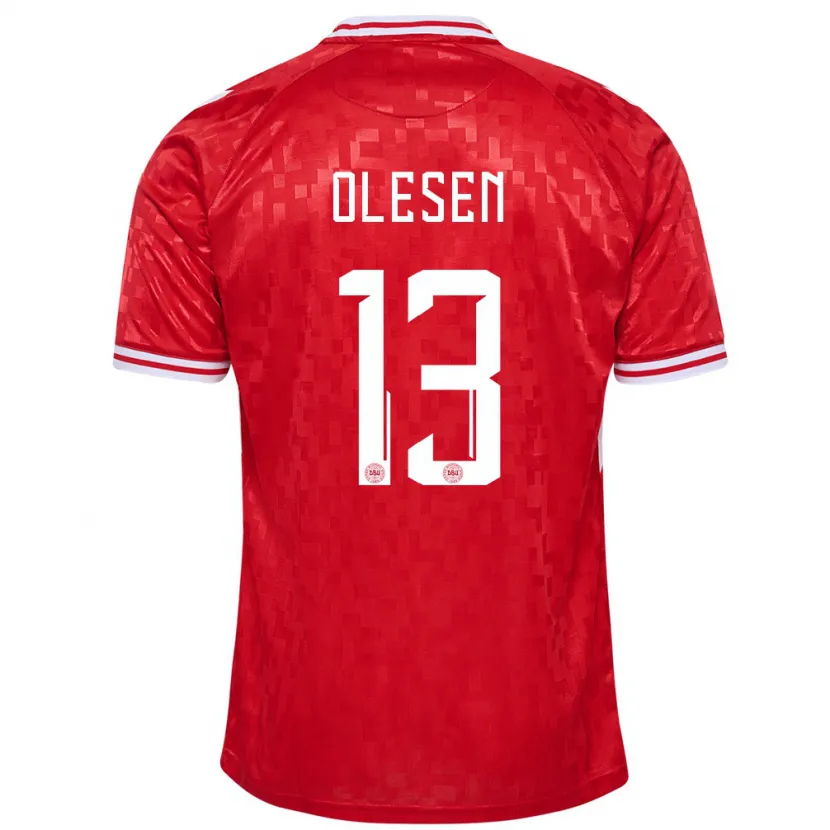 Danxen Damen Dänemark Karoline Olesen #13 Rot Heimtrikot Trikot 24-26 T-Shirt