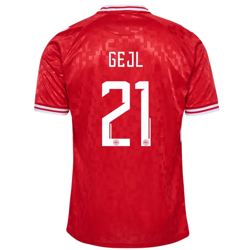 Danxen Damen Dänemark Mille Gejl #21 Rot Heimtrikot Trikot 24-26 T-Shirt