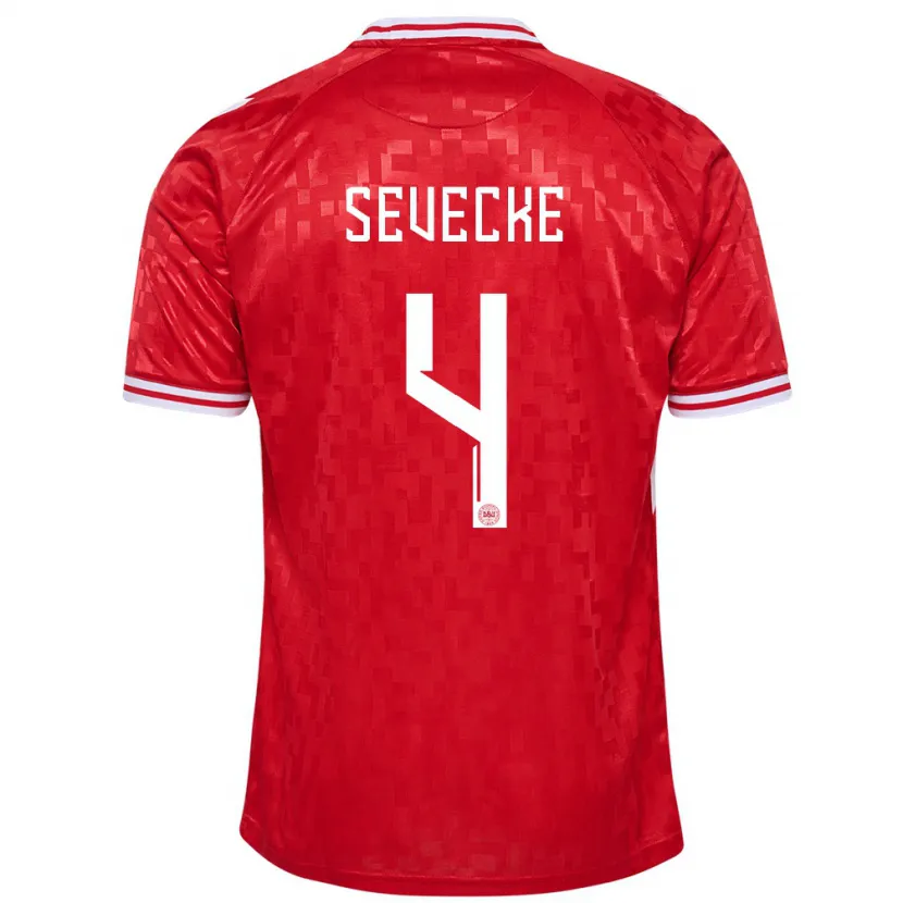 Danxen Damen Dänemark Rikke Sevecke #4 Rot Heimtrikot Trikot 24-26 T-Shirt