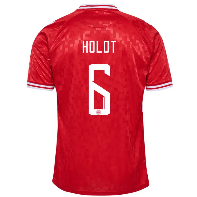 Danxen Damen Dänemark Olivia Holdt #6 Rot Heimtrikot Trikot 24-26 T-Shirt