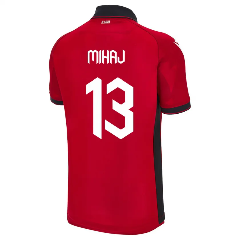 Danxen Damen Albanien Enea Mihaj #13 Rot Heimtrikot Trikot 24-26 T-Shirt