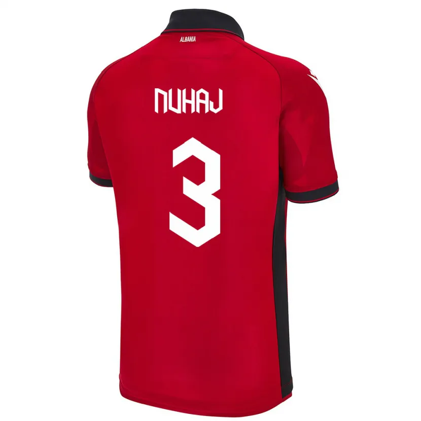 Danxen Damen Albanien Fabjano Nuhaj #3 Rot Heimtrikot Trikot 24-26 T-Shirt