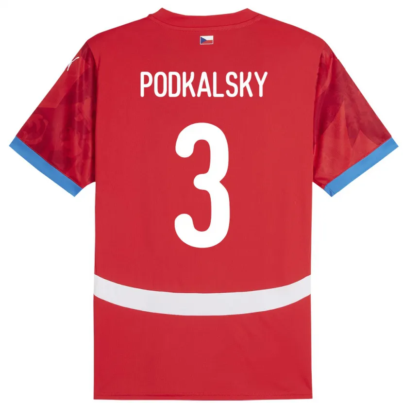 Danxen Damen Tschechien Jakub Podkalsky #3 Rot Heimtrikot Trikot 24-26 T-Shirt