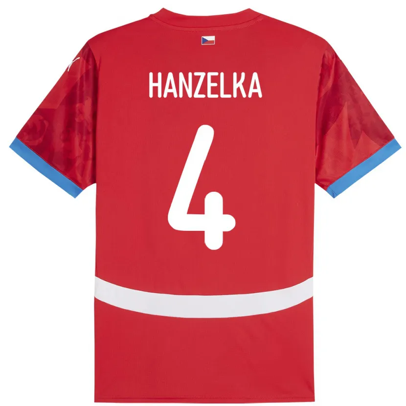 Danxen Damen Tschechien Denis Hanzelka #4 Rot Heimtrikot Trikot 24-26 T-Shirt