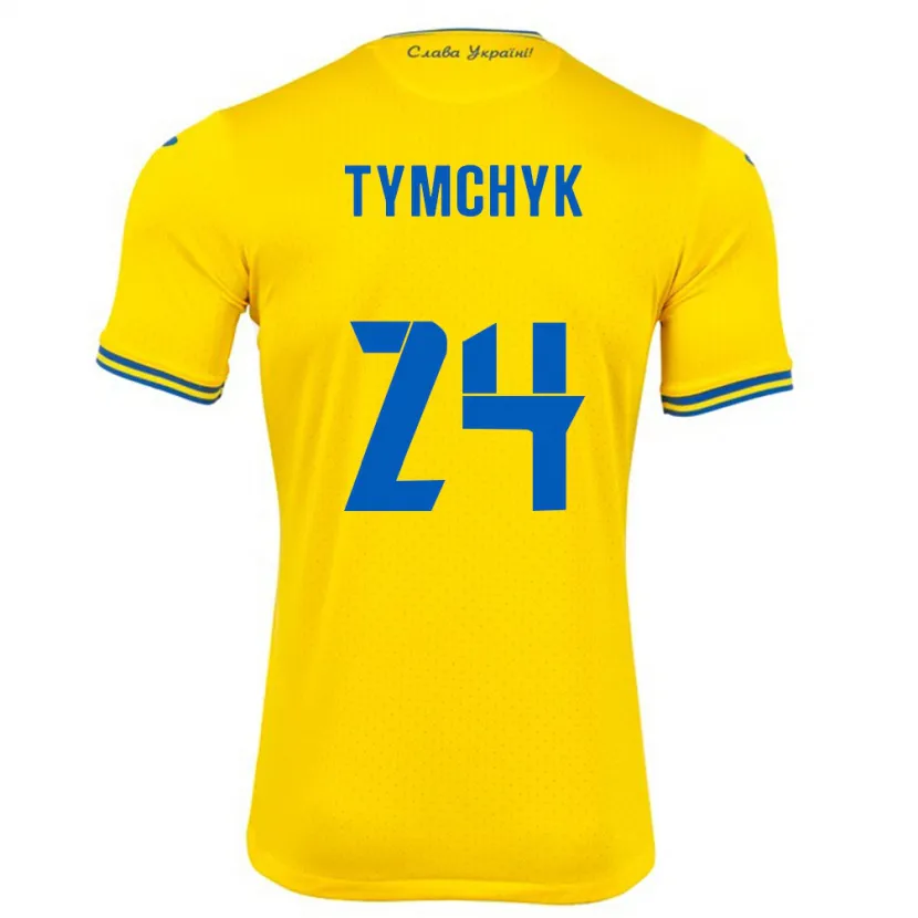 Danxen Damen Ukraine Oleksandr Tymchyk #24 Gelb Heimtrikot Trikot 24-26 T-Shirt