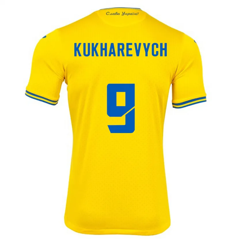 Danxen Damen Ukraine Mykola Kukharevych #9 Gelb Heimtrikot Trikot 24-26 T-Shirt