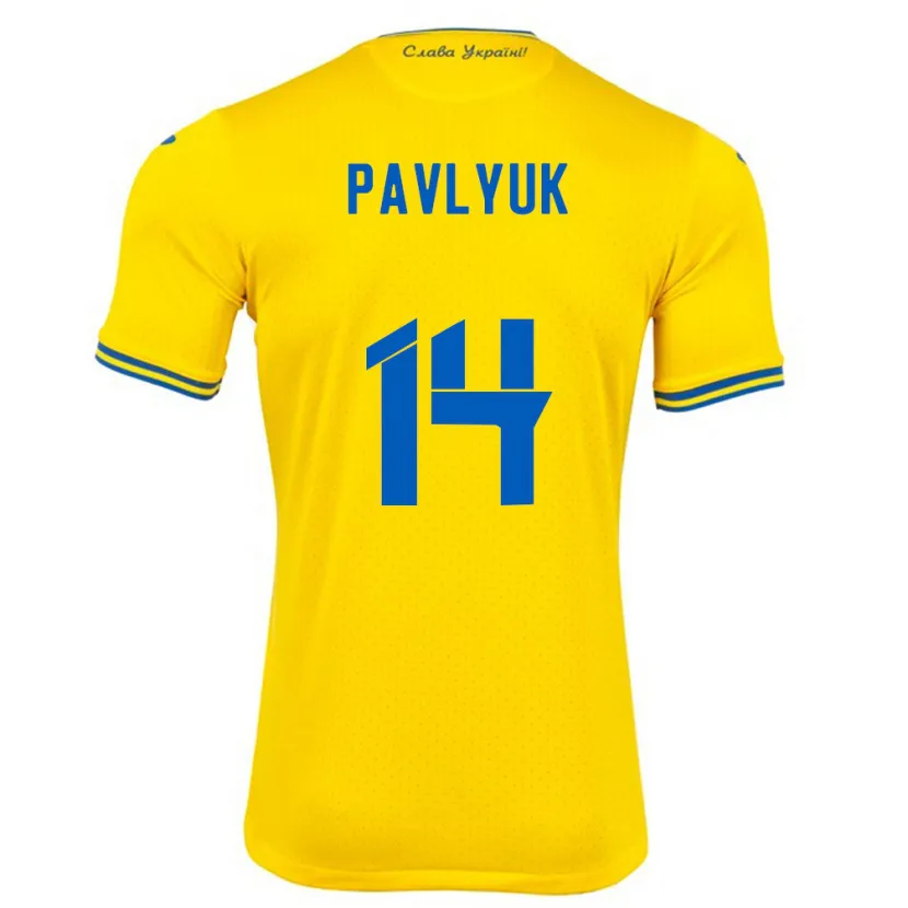 Danxen Damen Ukraine Yevgen Pavlyuk #14 Gelb Heimtrikot Trikot 24-26 T-Shirt