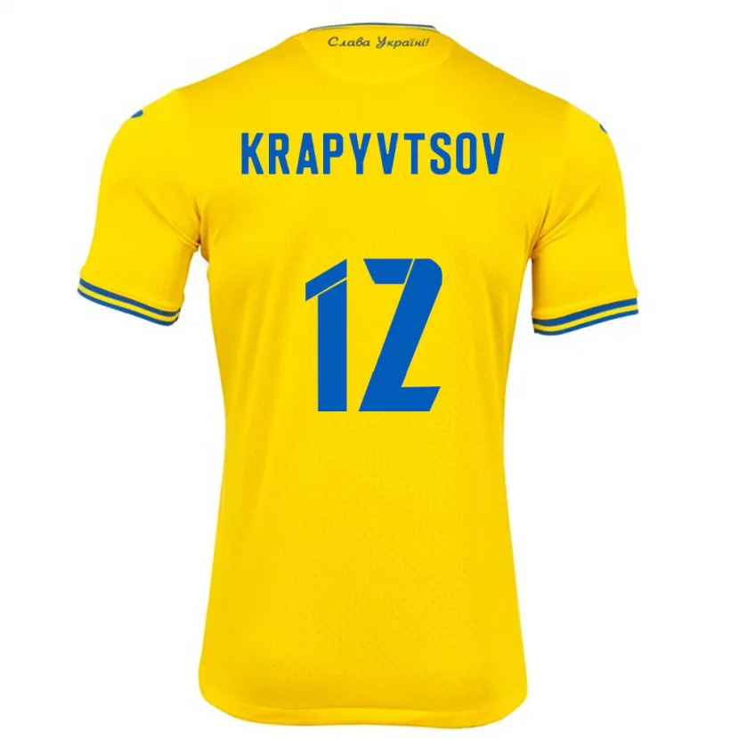 Danxen Damen Ukraine Vladyslav Krapyvtsov #12 Gelb Heimtrikot Trikot 24-26 T-Shirt
