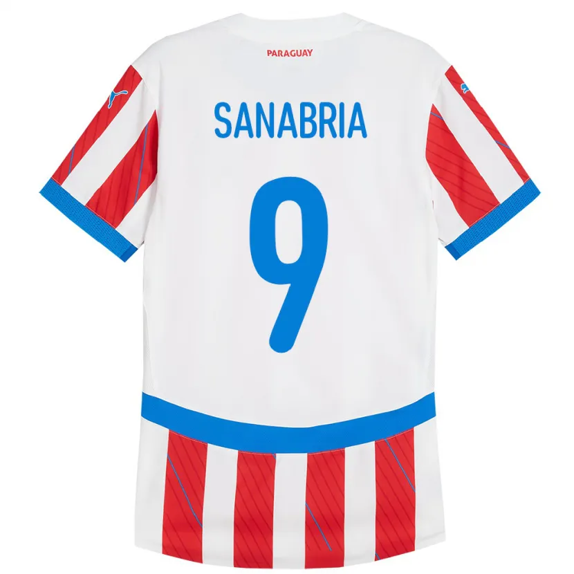 Danxen Damen Paraguay Antonio Sanabria #9 Weiß Rot Heimtrikot Trikot 24-26 T-Shirt