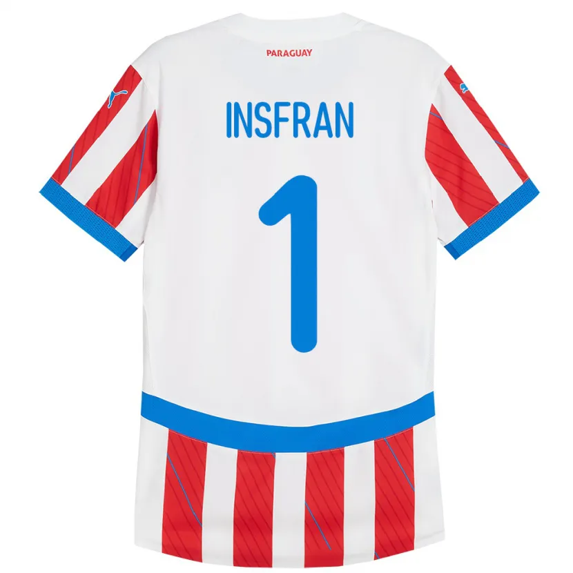 Danxen Damen Paraguay Facundo Insfrán #1 Weiß Rot Heimtrikot Trikot 24-26 T-Shirt