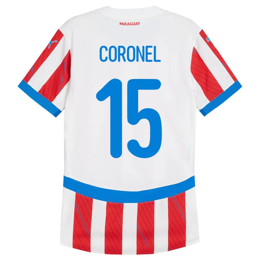 Danxen Damen Paraguay Éver Coronel #15 Weiß Rot Heimtrikot Trikot 24-26 T-Shirt