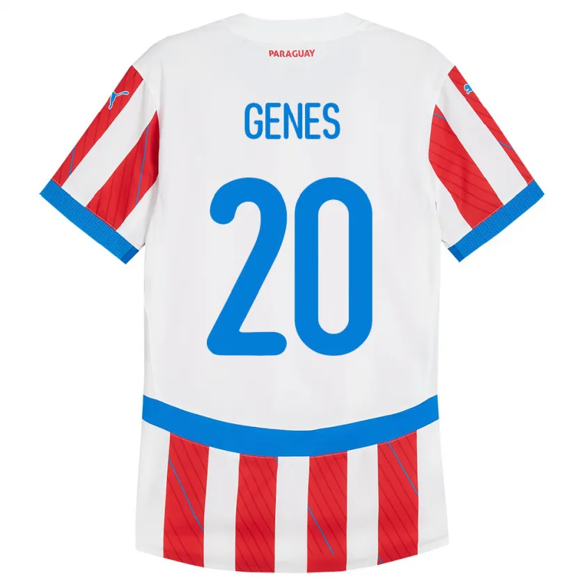 Danxen Damen Paraguay Paola Genes #20 Weiß Rot Heimtrikot Trikot 24-26 T-Shirt