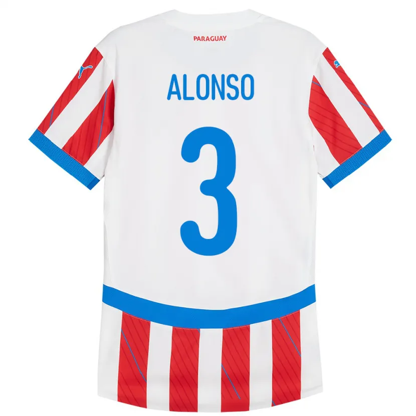 Danxen Damen Paraguay Lorena Alonso #3 Weiß Rot Heimtrikot Trikot 24-26 T-Shirt