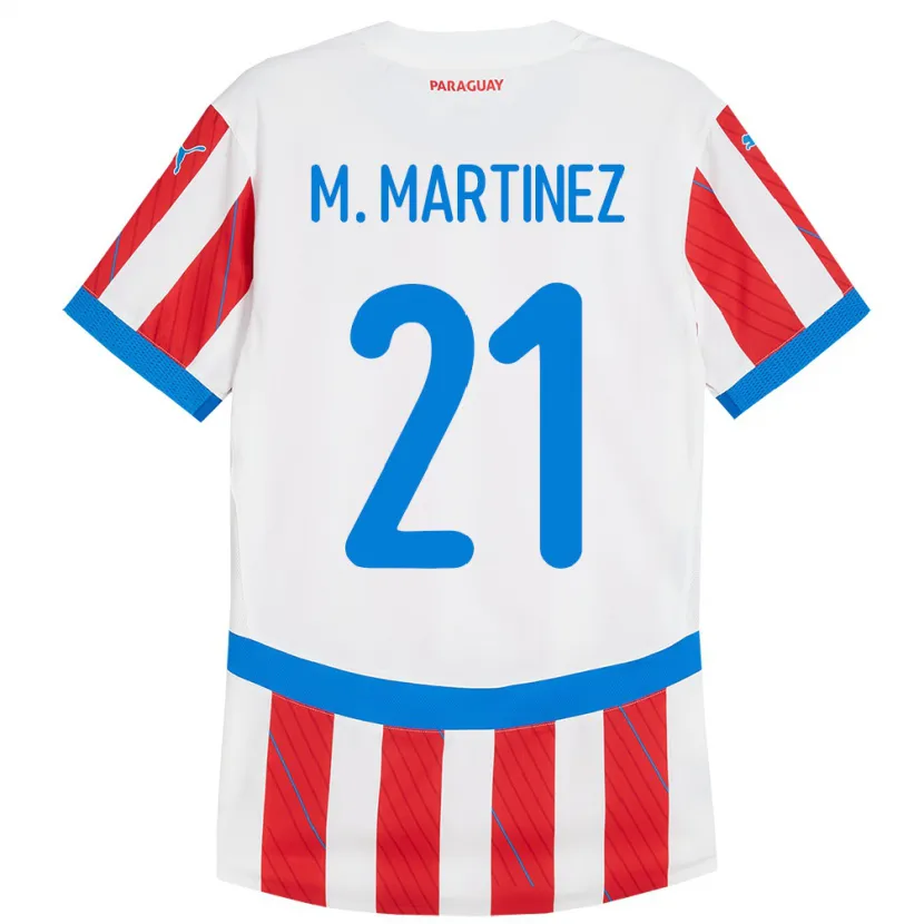 Danxen Damen Paraguay María Martínez #21 Weiß Rot Heimtrikot Trikot 24-26 T-Shirt