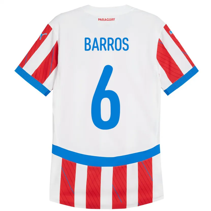 Danxen Damen Paraguay Natalia Barros #6 Weiß Rot Heimtrikot Trikot 24-26 T-Shirt