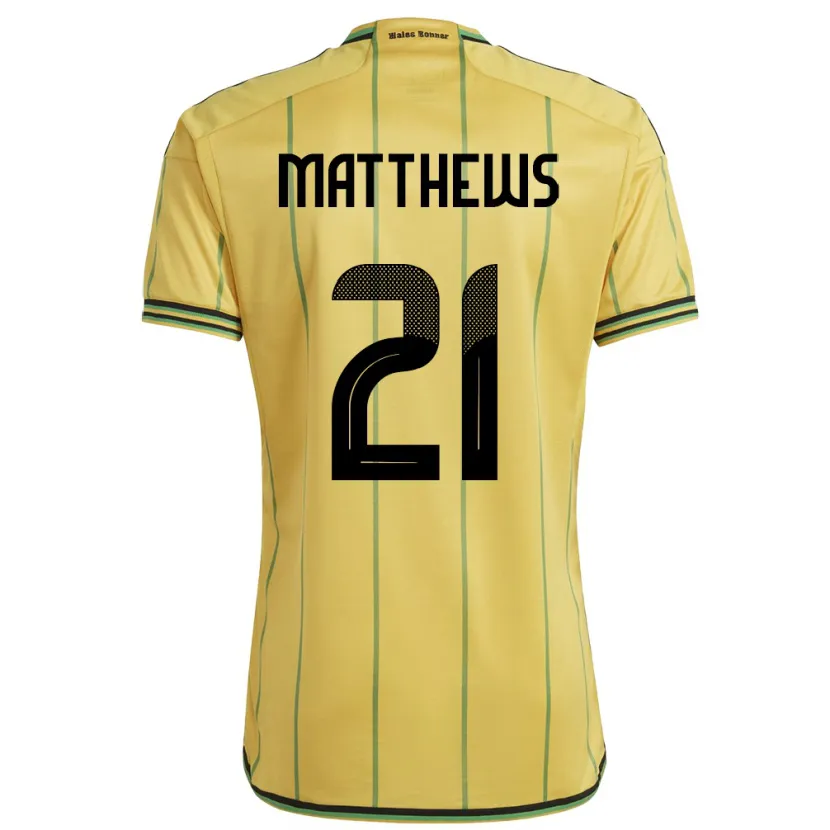 Danxen Damen Jamaika Cheyna Matthews #21 Gelb Heimtrikot Trikot 24-26 T-Shirt