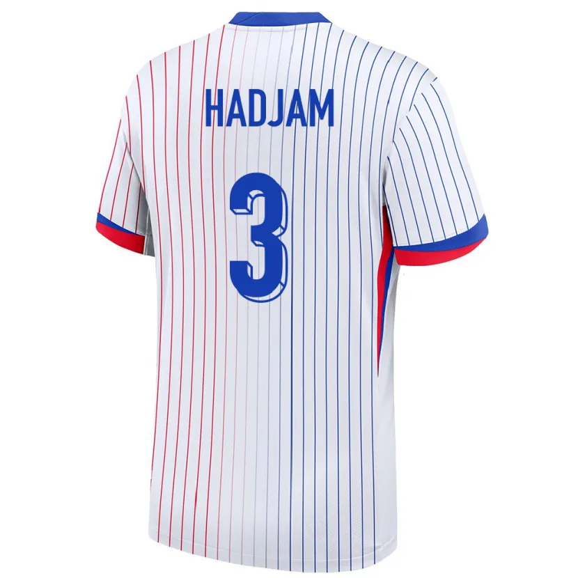Danxen Damen Frankreich Jaouen Hadjam #3 Weiß Auswärtstrikot Trikot 24-26 T-Shirt
