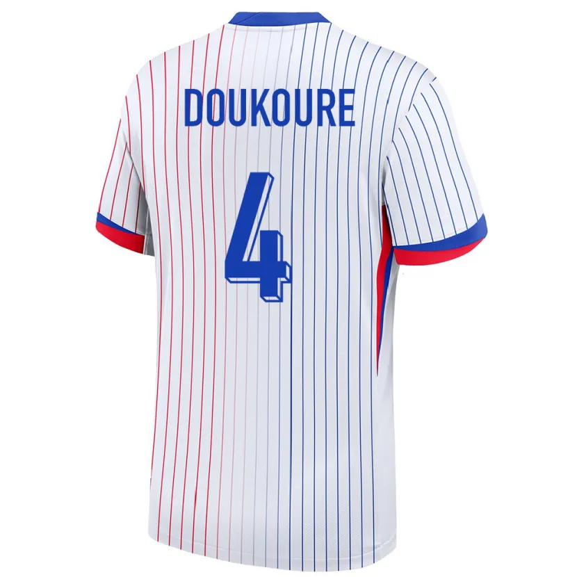 Danxen Damen Frankreich Ismael Doukoure #4 Weiß Auswärtstrikot Trikot 24-26 T-Shirt