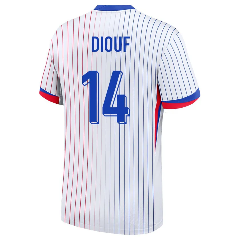 Danxen Damen Frankreich Andy Diouf #14 Weiß Auswärtstrikot Trikot 24-26 T-Shirt