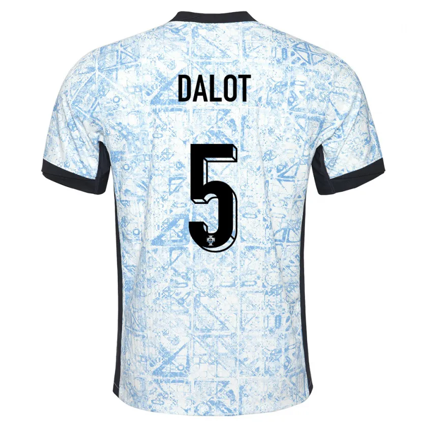 Danxen Damen Portugal Diogo Dalot #5 Cremeblau Auswärtstrikot Trikot 24-26 T-Shirt