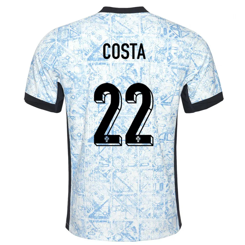 Danxen Damen Portugal Diogo Costa #22 Cremeblau Auswärtstrikot Trikot 24-26 T-Shirt