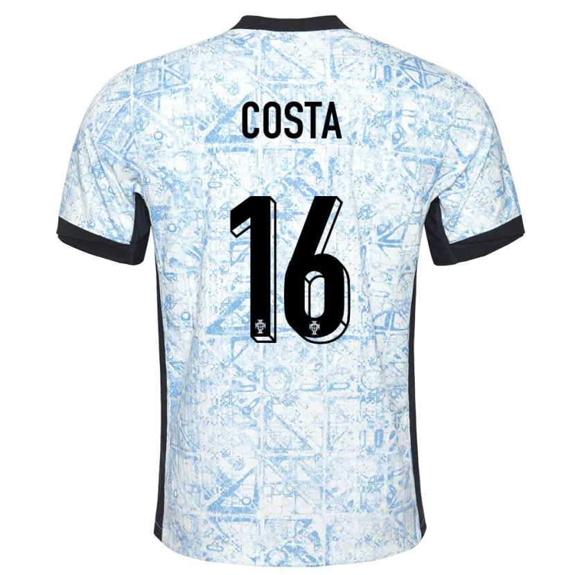 Danxen Damen Portugal David Costa #16 Cremeblau Auswärtstrikot Trikot 24-26 T-Shirt