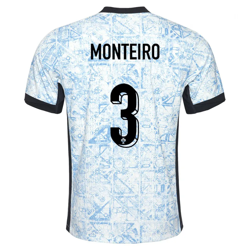 Danxen Damen Portugal Diogo Monteiro #3 Cremeblau Auswärtstrikot Trikot 24-26 T-Shirt