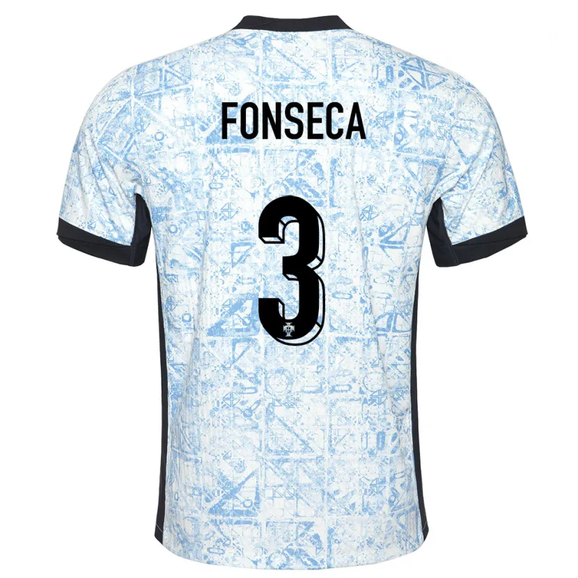 Danxen Damen Portugal Joao Fonseca #3 Cremeblau Auswärtstrikot Trikot 24-26 T-Shirt