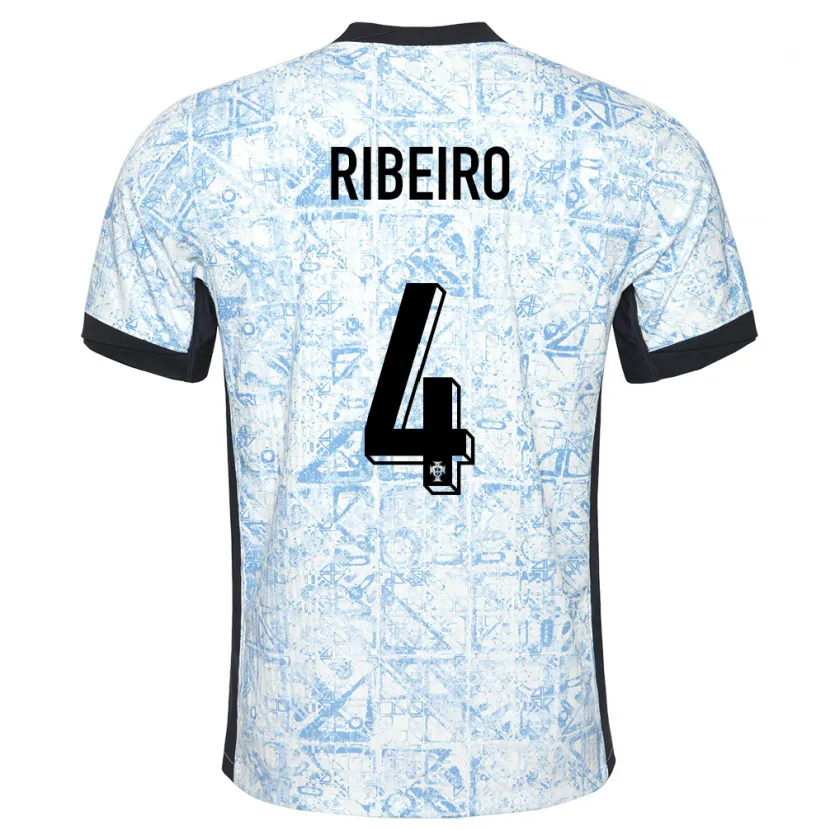 Danxen Damen Portugal Ricardo Ribeiro #4 Cremeblau Auswärtstrikot Trikot 24-26 T-Shirt