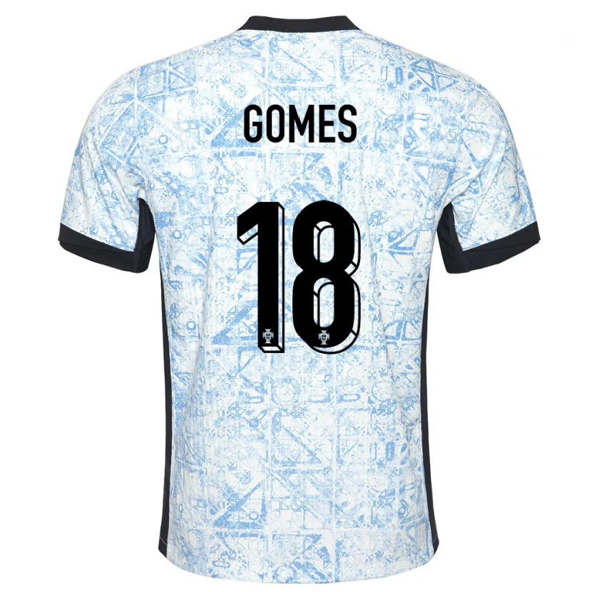 Danxen Damen Portugal Andre Gomes #18 Cremeblau Auswärtstrikot Trikot 24-26 T-Shirt