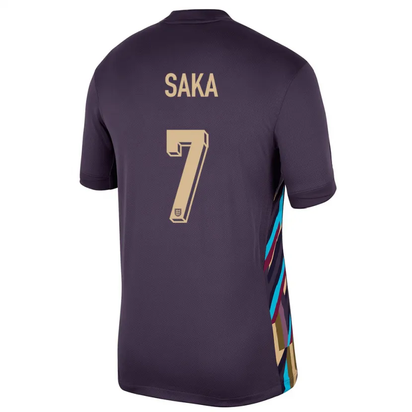 Danxen Damen England Bukayo Saka #7 Dunkle Rosine Auswärtstrikot Trikot 24-26 T-Shirt