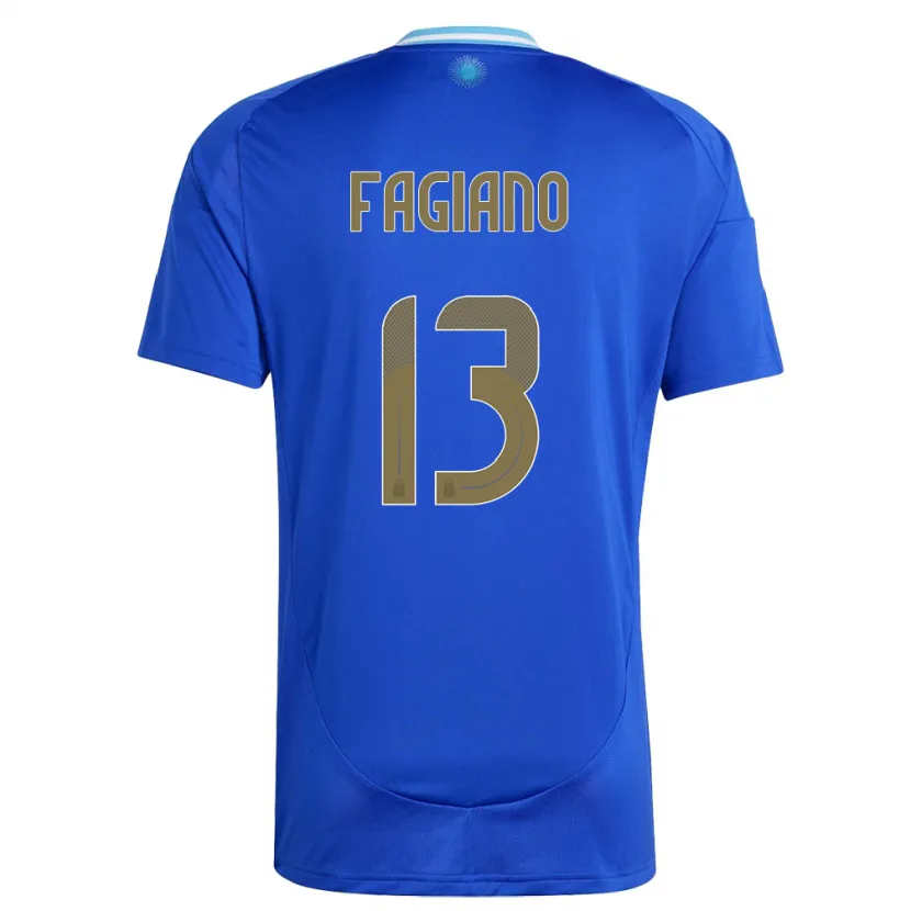 Danxen Damen Argentinien Paloma Fagiano #13 Blau Auswärtstrikot Trikot 24-26 T-Shirt