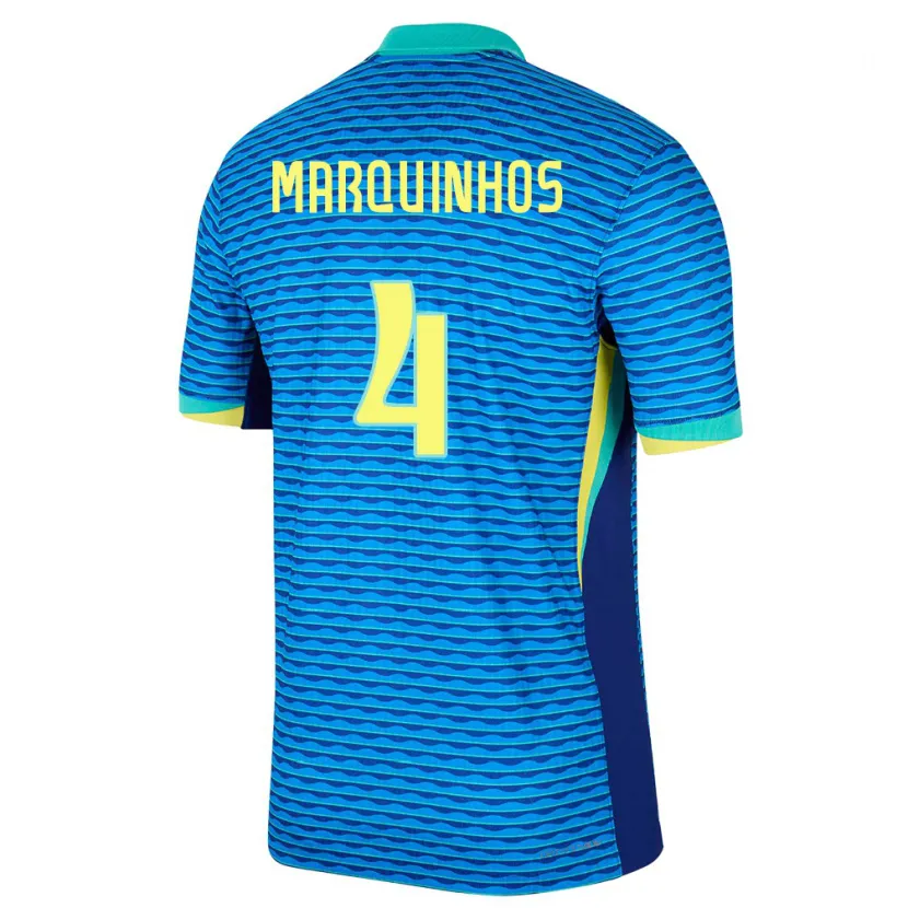Danxen Damen Brasilien Marquinhos #4 Blau Auswärtstrikot Trikot 24-26 T-Shirt