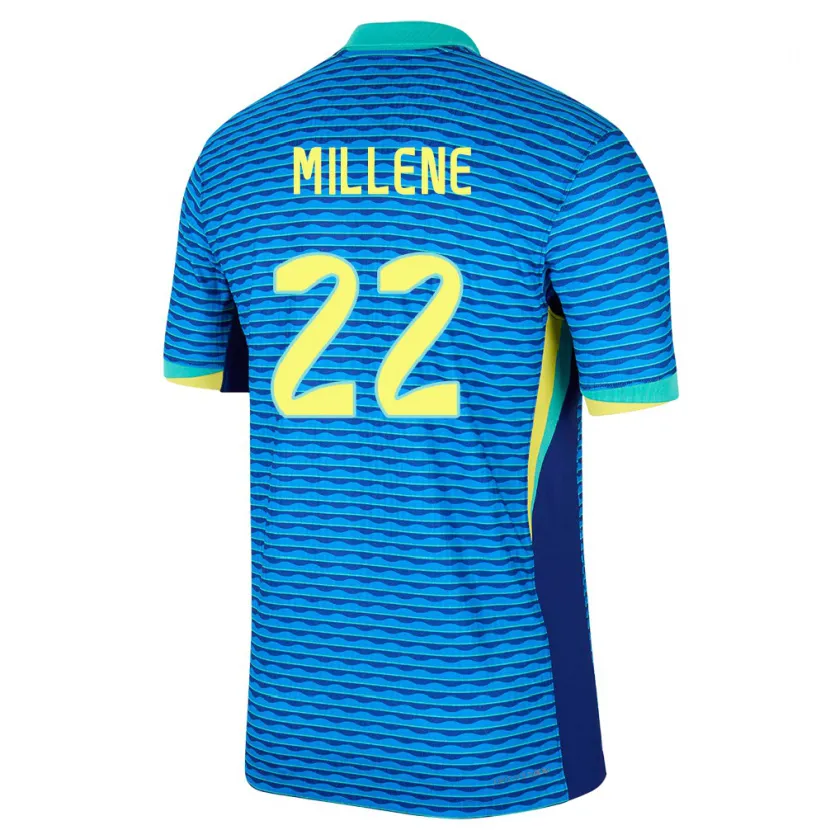Danxen Damen Brasilien Millene #22 Blau Auswärtstrikot Trikot 24-26 T-Shirt