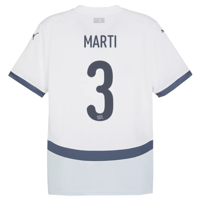 Danxen Damen Schweiz Lara Marti #3 Weiß Auswärtstrikot Trikot 24-26 T-Shirt