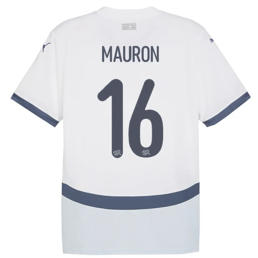 Danxen Damen Schweiz Sandrine Mauron #16 Weiß Auswärtstrikot Trikot 24-26 T-Shirt