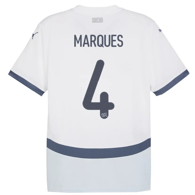 Danxen Damen Schweiz Christian Marques #4 Weiß Auswärtstrikot Trikot 24-26 T-Shirt