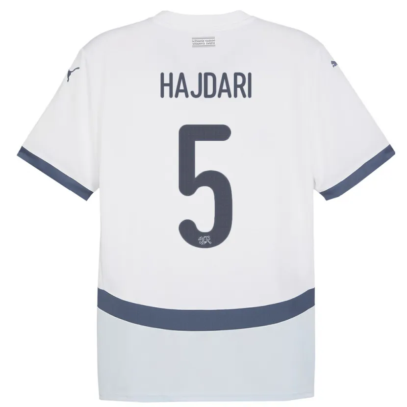 Danxen Damen Schweiz Albian Hajdari #5 Weiß Auswärtstrikot Trikot 24-26 T-Shirt