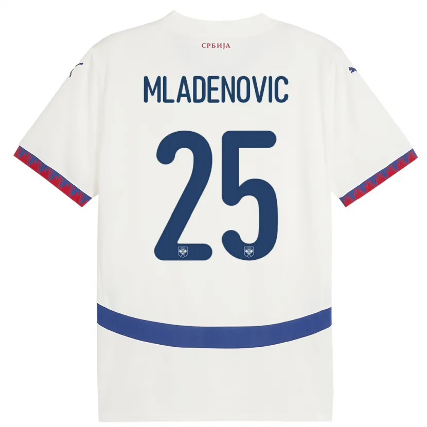 Danxen Damen Serbien Filip Mladenovic #25 Weiß Auswärtstrikot Trikot 24-26 T-Shirt