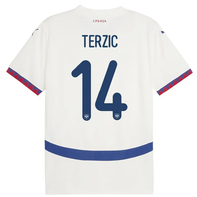 Danxen Damen Serbien Aleksa Terzic #14 Weiß Auswärtstrikot Trikot 24-26 T-Shirt