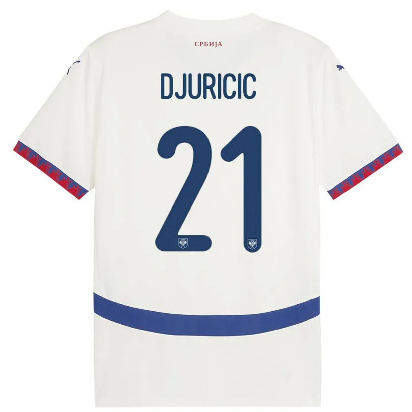 Danxen Damen Serbien Filip Djuricic #21 Weiß Auswärtstrikot Trikot 24-26 T-Shirt