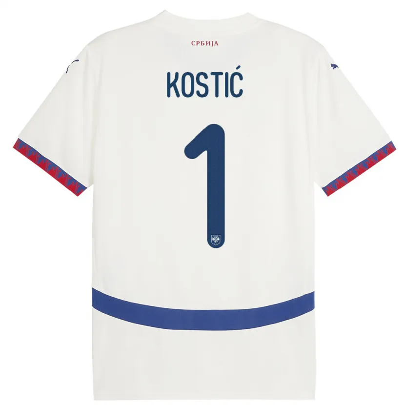 Danxen Damen Serbien Milica Kostic #1 Weiß Auswärtstrikot Trikot 24-26 T-Shirt