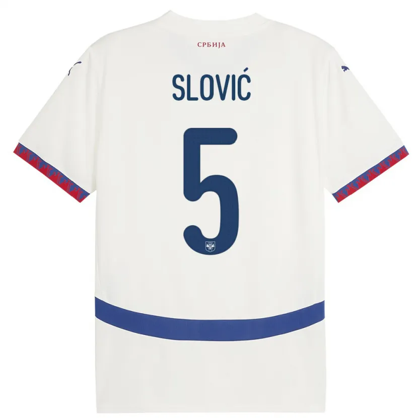 Danxen Damen Serbien Violeta Slovic #5 Weiß Auswärtstrikot Trikot 24-26 T-Shirt