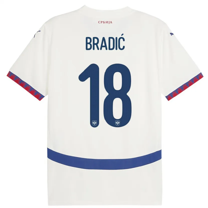 Danxen Damen Serbien Biljana Bradic #18 Weiß Auswärtstrikot Trikot 24-26 T-Shirt