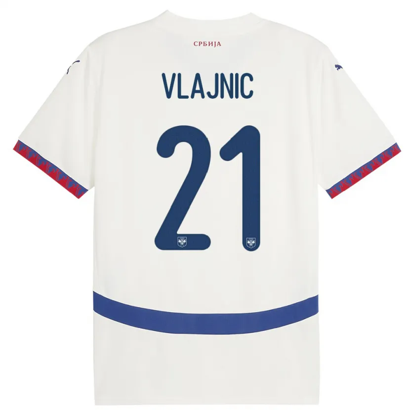 Danxen Damen Serbien Tyla Jay Vlajnic #21 Weiß Auswärtstrikot Trikot 24-26 T-Shirt