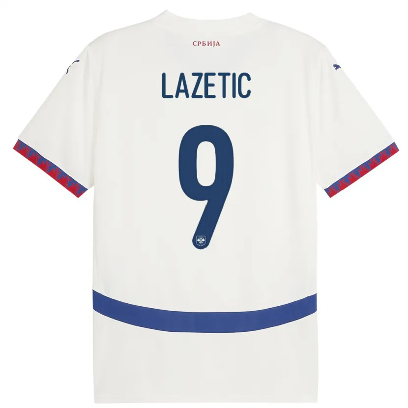 Danxen Damen Serbien Marko Lazetic #9 Weiß Auswärtstrikot Trikot 24-26 T-Shirt